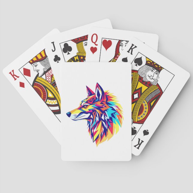 Baraja De Cartas Colorful Geometric Wolf Classic Playing Cards (Reverso)