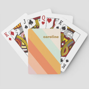 Baraja De Cartas Colorida franja diagonal retro pastel personalizad