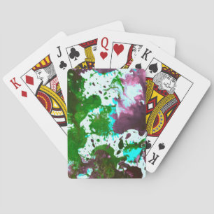 Baraja De Cartas Colorida mancha abstracta pintura verde y púrpura