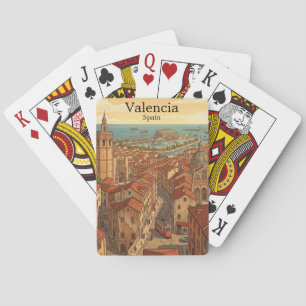 Baraja De Cartas Colorida Valencia España Viaje Vintage