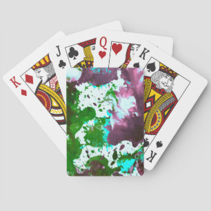 Baraja De Cartas Colorido Abstract Splatter Paint Green y Purple