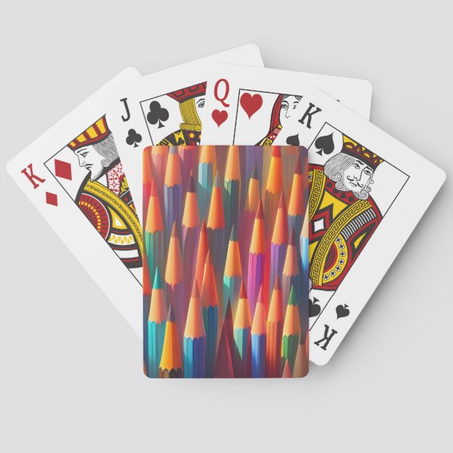 Baraja De Cartas Colorido arcoiris Paleta de lápiz acuarela (Reverso)