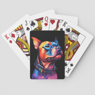 Baraja De Cartas Colorido diseño de Cyberpunk Bull Terrier,