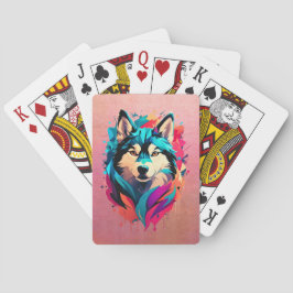Baraja De Cartas Colorido Husky Dog Head Vibrant Husky Lovers