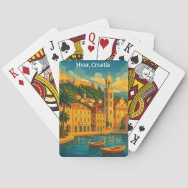 Baraja De Cartas Colorido Hvar Croacia Arte de Viaje Vintage
