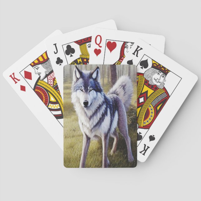 Baraja De Cartas Colorido lobo de pie (Reverso)