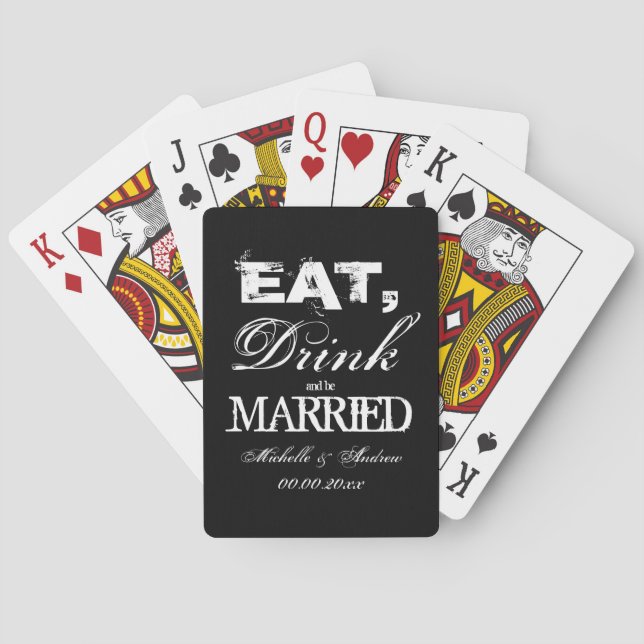 Baraja De Cartas Coma la bebida y sea favores de banquete de boda (Reverso)
