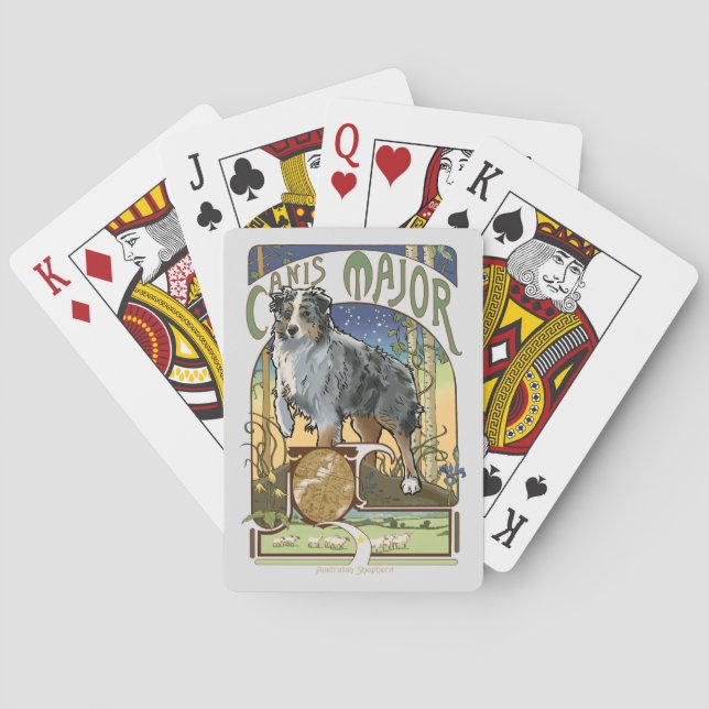 Baraja De Cartas Comandante de Canis australiano del pastor (Reverso)