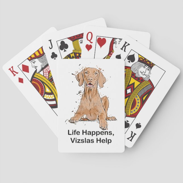 Baraja De Cartas Cómics de ayuda de Vizslas de la vida (Reverso)
