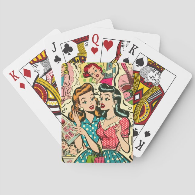 Baraja De Cartas Comics de Retro Cute Girly (Reverso)