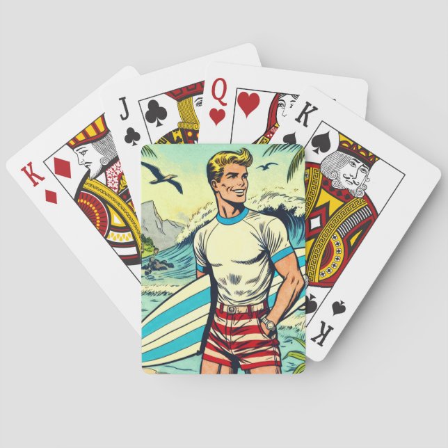 Baraja De Cartas Comics De Surf De Retro Beach (Reverso)