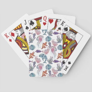 Baraja De Cartas Composición Subacuática de Acuarela Serie Diseño 2