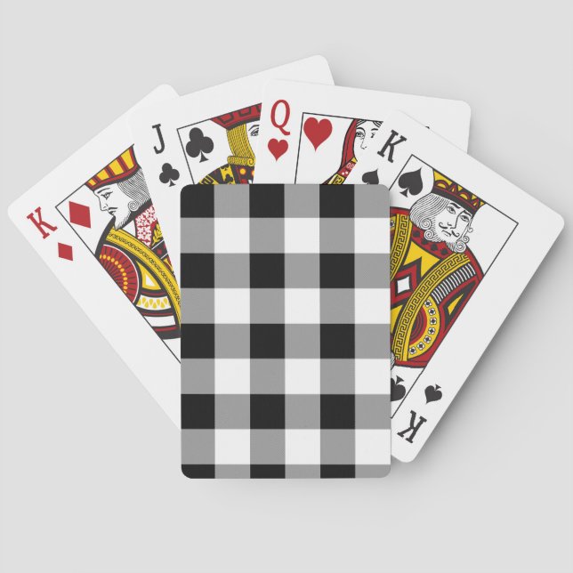 Baraja De Cartas Comprobación de búfalo en blanco y negro (Reverso)