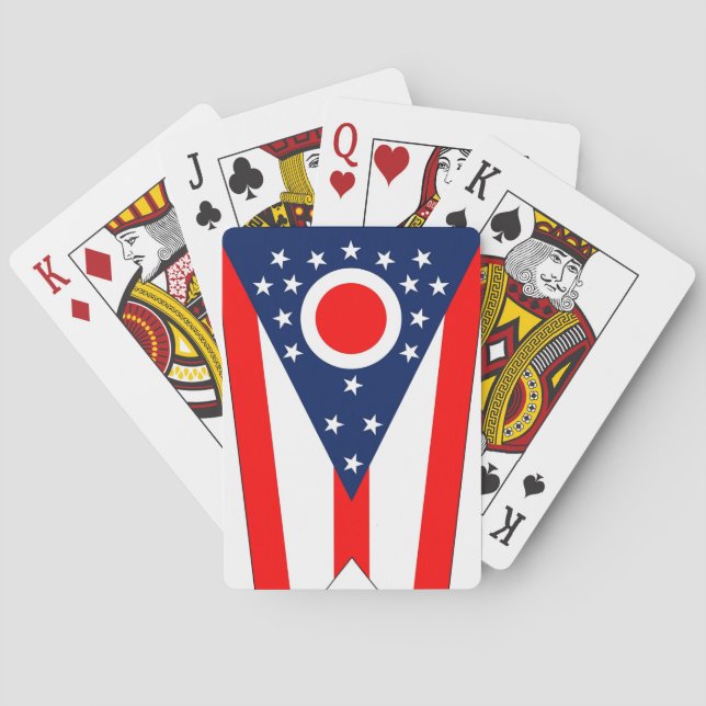 Baraja de Cartas con la Bandera de Ohio, EE. UU. (Reverso)