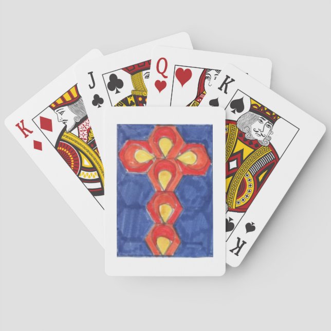 Baraja de Cartas con Motivo de Cruz (Reverso)