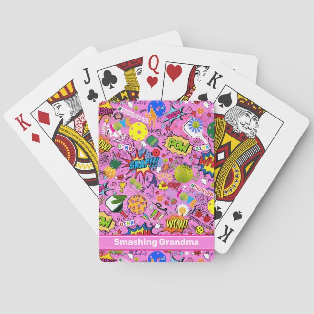 Baraja De Cartas 😍 Con texto mixto picleball rosa (Reverso)