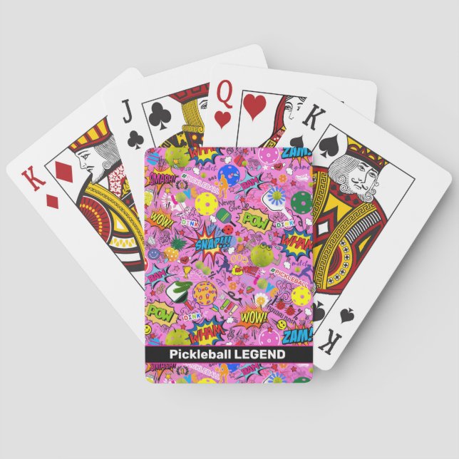 Baraja De Cartas 😍 Con texto mixto picleball rosa (Reverso)