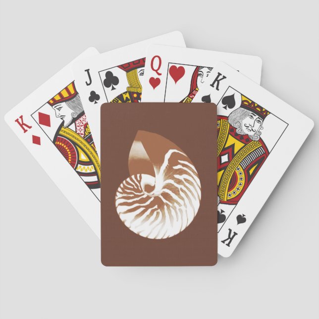 Baraja De Cartas Concha de nautilo - marrón cacao y blanco (Reverso)