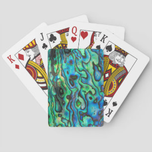 Baraja De Cartas Concha de pana azul verde