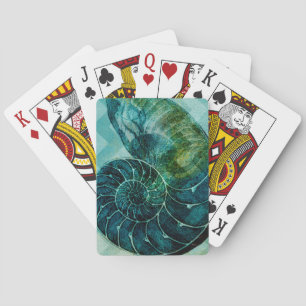 Baraja De Cartas Concha espiral Shell de la turquesa
