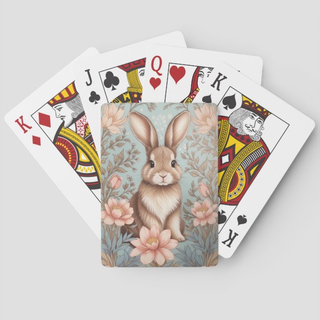 Baraja De Cartas Conejito bebé pastel floral  (Reverso)