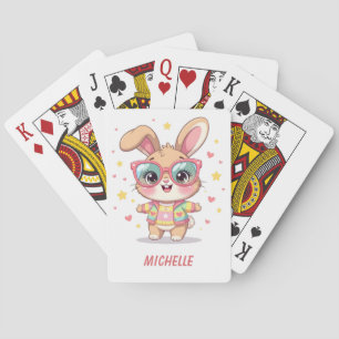 Baraja De Cartas Conejito monograma lindo con gafas