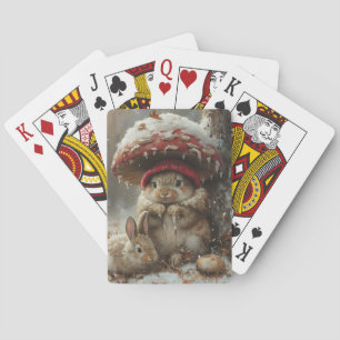 Baraja De Cartas Conejitos Lindos Bajo Setas Tarjetas de Juego de I