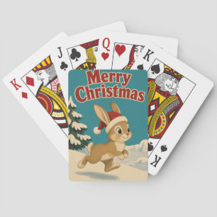 Baraja De Cartas Conejo Animado Patio Navideño con Hielo