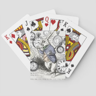 Baraja De Cartas Conejo Blanco Alice Wonderland Relojes Arte