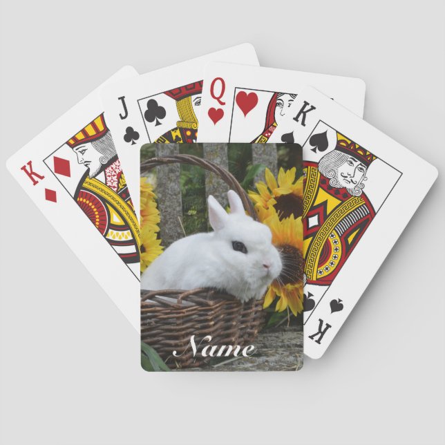 Baraja De Cartas Conejo conejo conejo conejo con girasoles enano (Reverso)