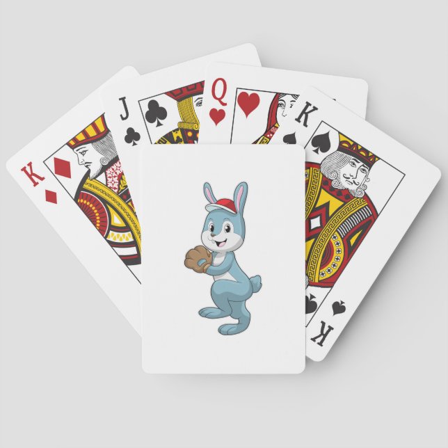 Baraja De Cartas Conejo de béisbol con guante de béisbol (Reverso)