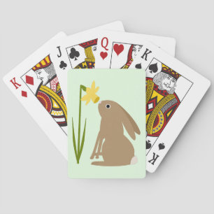 Baraja De Cartas Conejo de conejo de pascua y flor de Daffodil