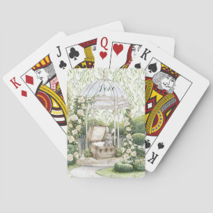 Baraja De Cartas Conejo en pecho hojas verdes floral