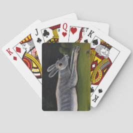 Baraja De Cartas Conejo Gris Largo Saltando Sobre Campos