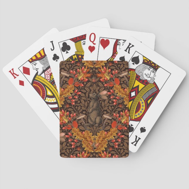 Baraja De Cartas Conejo otoñal en marrón (Reverso)