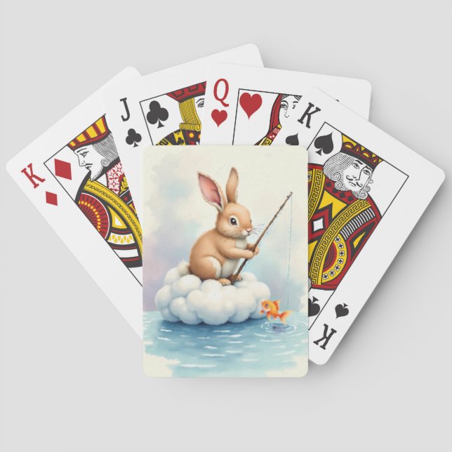 Baraja De Cartas Conejo pescando desde una nube (Reverso)