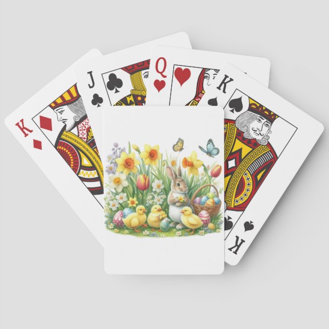 Baraja De Cartas Conejo/pollo de primavera clásico/ventilado (Reverso)