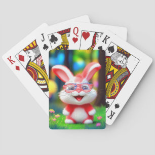 Baraja De Cartas Conejo Rojo con Gafas Americanas Dibujos Animados-