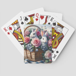 Baraja De Cartas Conejos Anidados Entre Rosas de Cabaña