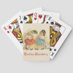 Baraja De Cartas Conejos de Pascua vintage niños sombreros Antiguo