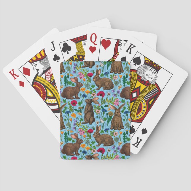 Baraja De Cartas Conejos y flores silvestres (Reverso)