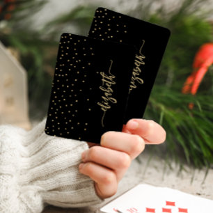 Baraja De Cartas Confeti de Escritura Elegante en Oro Negro Persona
