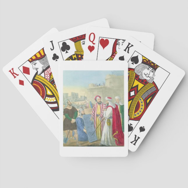 Baraja De Cartas Construyendo la ciudad y la torre de Babel, de un (Reverso)