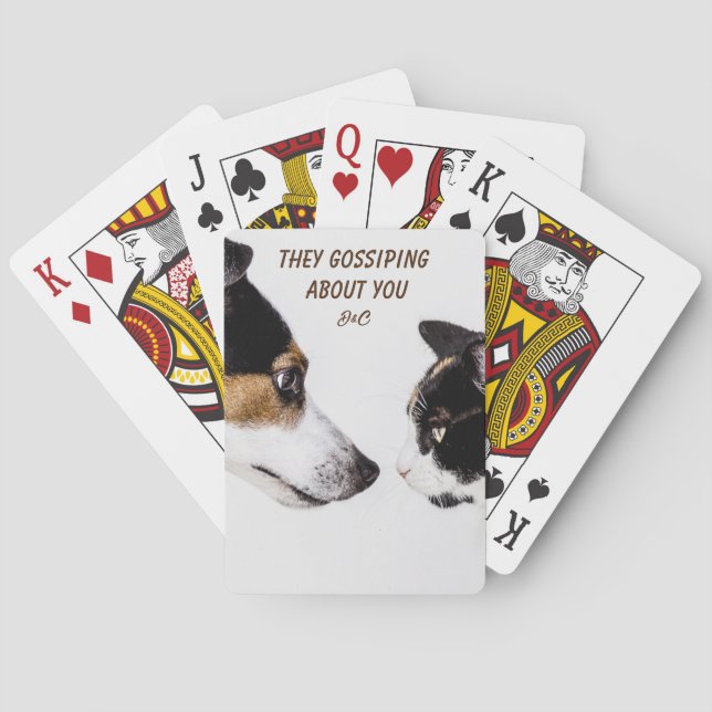 Baraja De Cartas Conversación divertida de perros y gatos (Reverso)
