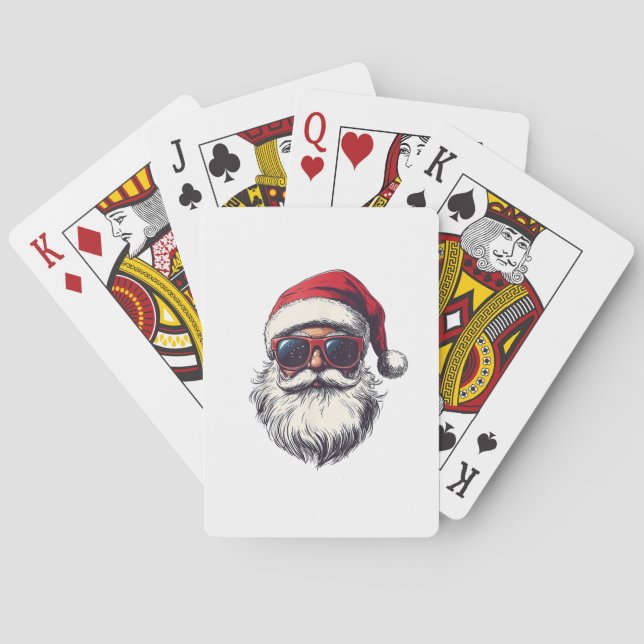 Baraja De Cartas Cool Santa Claus Face Retro Sunglasses Christmas M (Reverso)