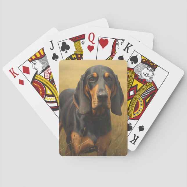Baraja De Cartas Coonhound negro y fuego (Reverso)
