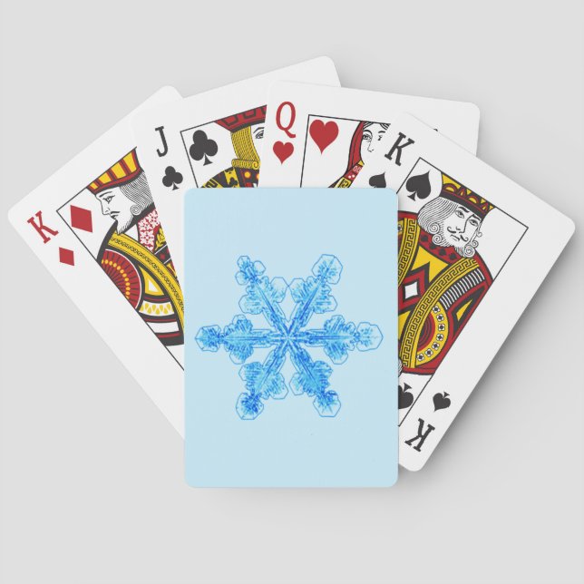 Baraja De Cartas Copo de nieve de invierno azul (Reverso)