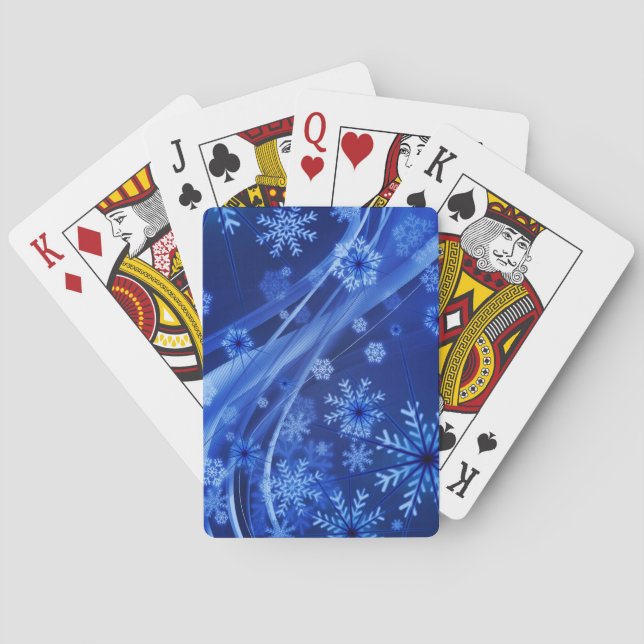 Baraja De Cartas Copos de nieve azules (Reverso)