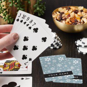 Baraja De Cartas Copos de nieve blancos, gris, tu nombre, personifi