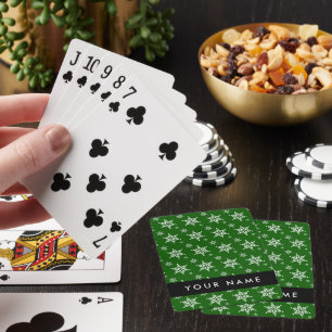 Baraja De Cartas Copos de nieve blancos, verdes, tu nombre, persona
